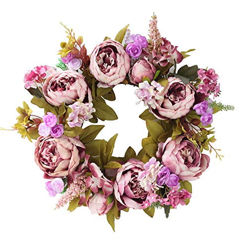 Artificial Handmade Floral Wreath For Front Door Décor Peony Flower Wreath